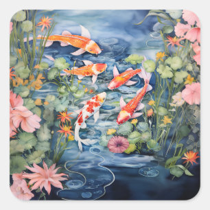 Koi Pond Vierkante Sticker