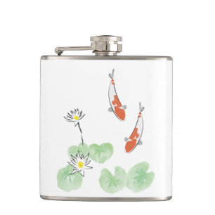 Koi Pond Vinyl Wrapped Flask Heupfles