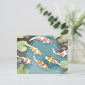 Koi Pond Waterverf | Prachtig visschilderij Briefkaart (Staand voorkant)