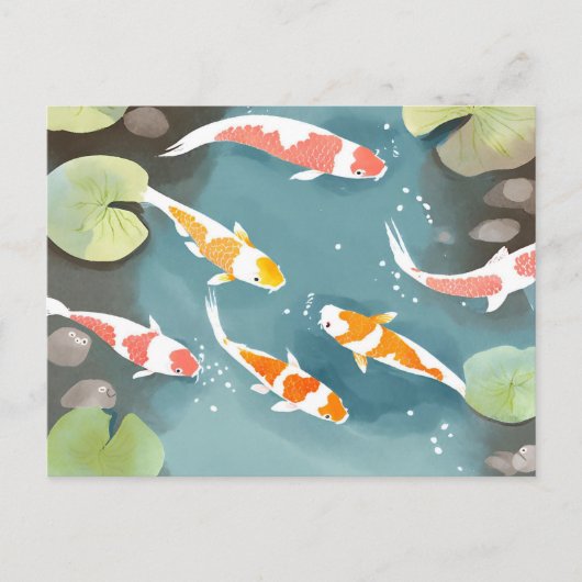 Koi Pond Waterverf | Prachtig visschilderij Briefkaart (Voorkant)