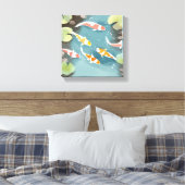 Koi Pond Waterverf | Prachtig visschilderij Canvas Afdruk (Insitu (Slaapkamer))