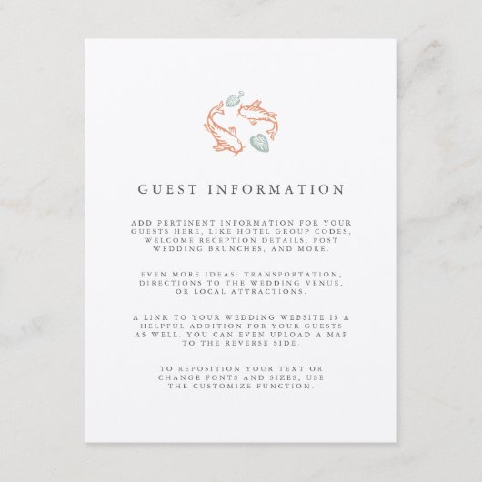Koi Pond Wedding Guest Information Informatiekaartje (Voorkant)