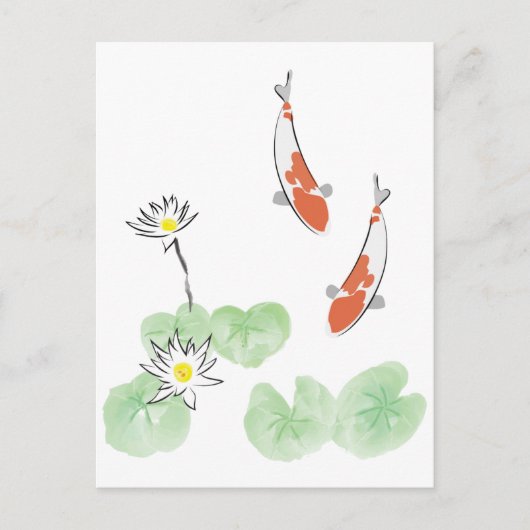 Koi Pond - witte achtergrond Briefkaart (Voorkant)