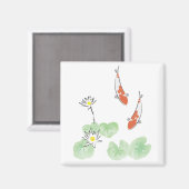 Koi Pond - Witte Achtergrond Square Magnet (Voorkant / Achterkant)