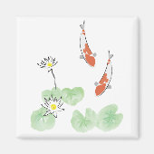 Koi Pond - Witte Achtergrond Square Magnet (Voorkant)