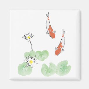 Koi Pond - Witte Achtergrond Square Magnet