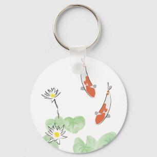 Koi Pond - Witte achtergrondSleutelhanger Sleutelhanger