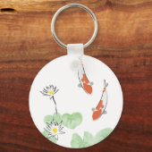 Koi Pond - Witte achtergrondSleutelhanger Sleutelhanger (Voorkant)