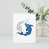 Koi Regal Blue Ghost Silver Briefkaart (Staand voorkant)