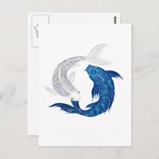 Koi Regal Blue Ghost Silver Briefkaart (Voorkant / Achterkant)