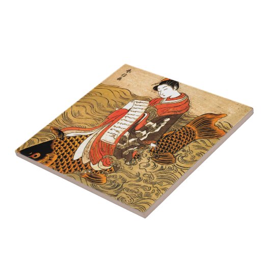 Koi Riding Tegeltje (Zijkant)