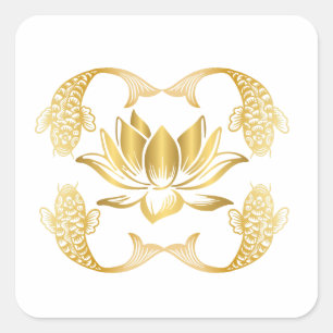 Koi rond Lotus Vierkante Sticker