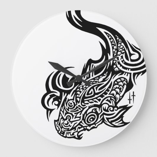Koi ronde (grote) wandklok (Voorkant)