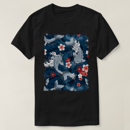 Koi sakura blossom in blauw t-shirt (Design voorkant)