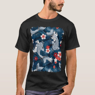 Koi sakura blossom in blauw t-shirt