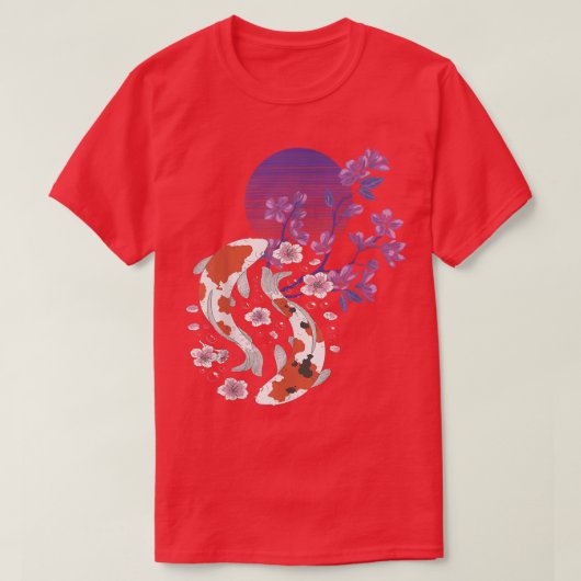 Koi Sakura Tree Yin Yang Spring Cherry Blossom Flo T-shirt (Design voorkant)
