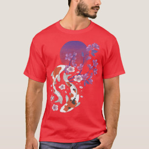 Koi Sakura Tree Yin Yang Spring Cherry Blossom Flo T-shirt