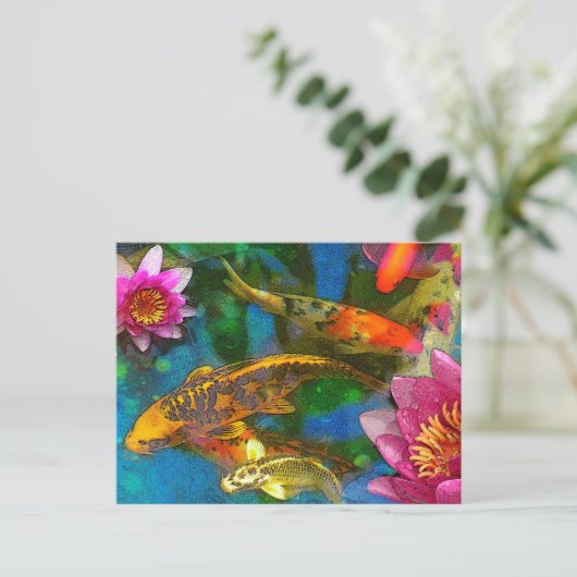 koi spel, poscard briefkaart (Staand voorkant)