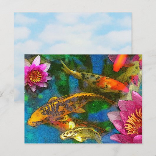 koi spel, poscard briefkaart (Voorkant / Achterkant)