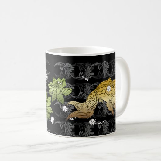 Koi Tasse schwarz Koffiemok (Voorkant rechts)