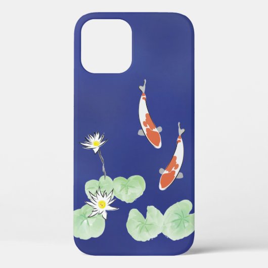 Koi Vijver Blauw Hoesje-Mate iPhone 12 Hoesje (Achterkant)
