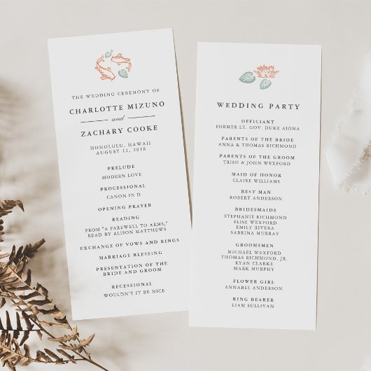 Koi Vijver Dubbelzijdig huwelijksprogramma Programmakaart