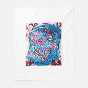 Koi Vijver — Twee Koi Vissen die Lotus Draaien Azi Fleece Deken