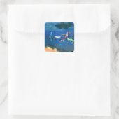 Koi Vijver Vierkante Sticker (Tas)