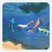 Koi Vijver Vierkante Sticker (Voorkant)