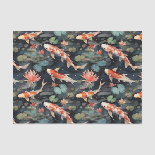  Koi Vis Bloemenvijver Decoupage Tissuepapier (Voorkant)