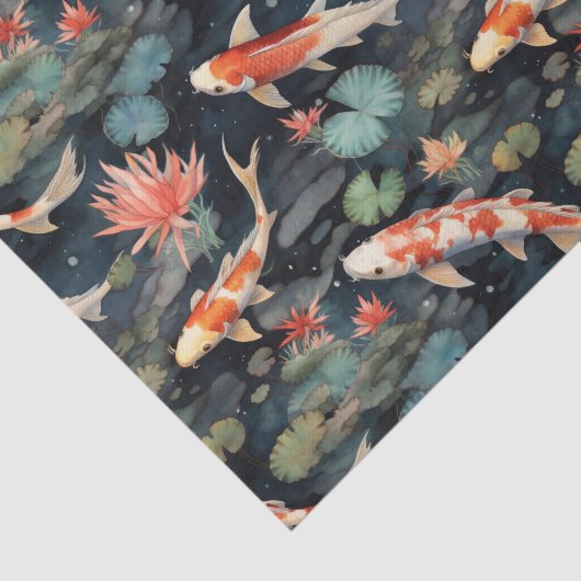  Koi Vis Bloemenvijver Decoupage Tissuepapier (Detail)