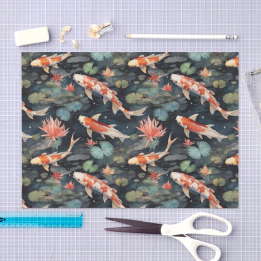 Koi Vis Bloemenvijver Decoupage Tissuepapier (Craft)