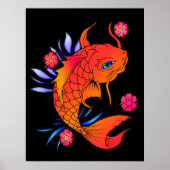 koi - vis en bloemen poster (Voorkant)
