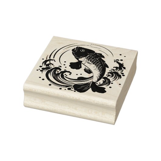 Koi vis en golven rubberstempel (Stempel)