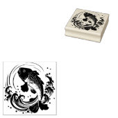 Koi vis en golven rubberstempel (Gestempeld)