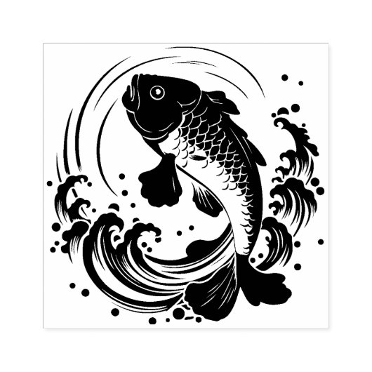 Koi vis en golven rubberstempel (Afrduk)