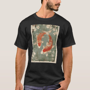 Koi-vis en Kersenbloesem boom Japanse Houtblok T-shirt