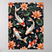 Koi Vis en Lotus Bloemen Poster (Voorkant)