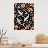 Koi Vis en Lotus Bloemen Poster (Keuken)