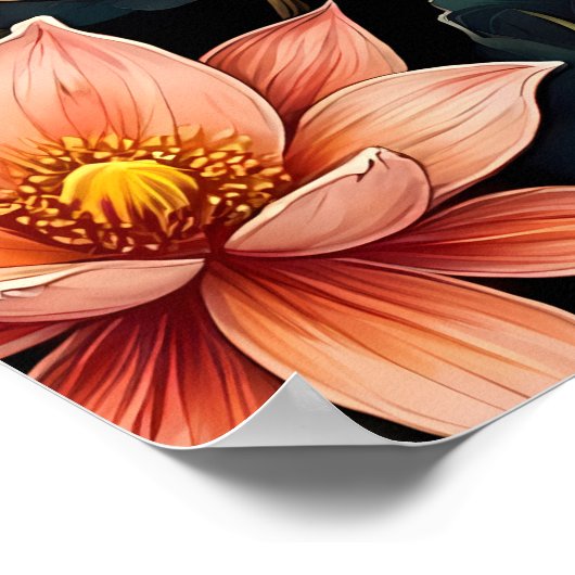 Koi Vis en Lotus Bloemen Poster (Hoek)
