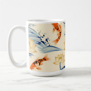 Koi-vis en Lotus Naadloos Patroon Koffiemok