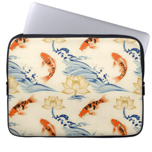 Koi-vis en Lotus Naadloos Patroon Laptop Sleeve