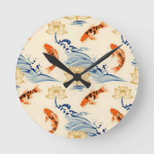 Koi-vis en lotus naadloos patroon ronde klok