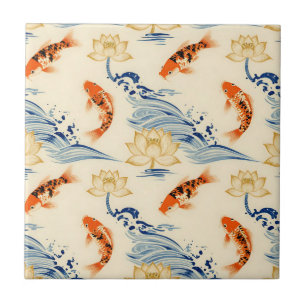 Koi-vis en Lotus Naadloos Patroon Tegeltje
