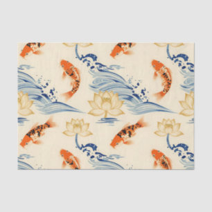 Koi-vis en Lotus Naadloos Patroon Tissuepapier