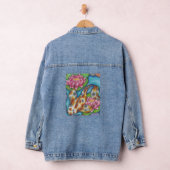 Koi Vis en Lotus Print Blauwe Spijkerjas Denim Jacket (Hangar)