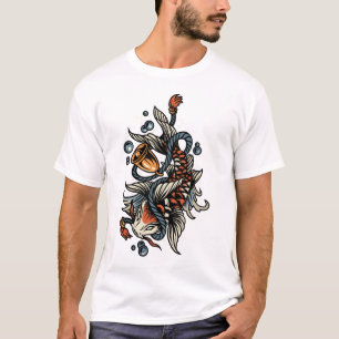 Koi-vis en tattoo met traditionele belstijl t-shirt