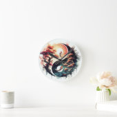 Koi Vis en Tempel Yin Yang Ronde Klok (Huis)
