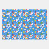 Koi Vis en Water Lelies Blauw Inpakpapier Vel (Voorkant 2)