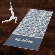 Koi-vis en waterlelie blauwe Chinoiserie Monogram